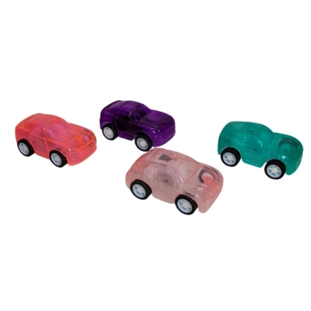 Mini Pull Back Car Toy Transparent Small Vehicles Toy Plastic Race Cars Set Of 4